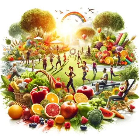 An-image-that-symbolizes-health-and-wellness-including-a-variety-of-elements-such-as-fresh-fruits-and-vegetables-people-of-different-ages-engaging-i