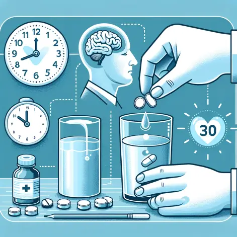 An illustrated guide on how to properly dissolve and administer a tablet for Parkinson's disease treatment, showing a tablet being dissolved in a glas.webp